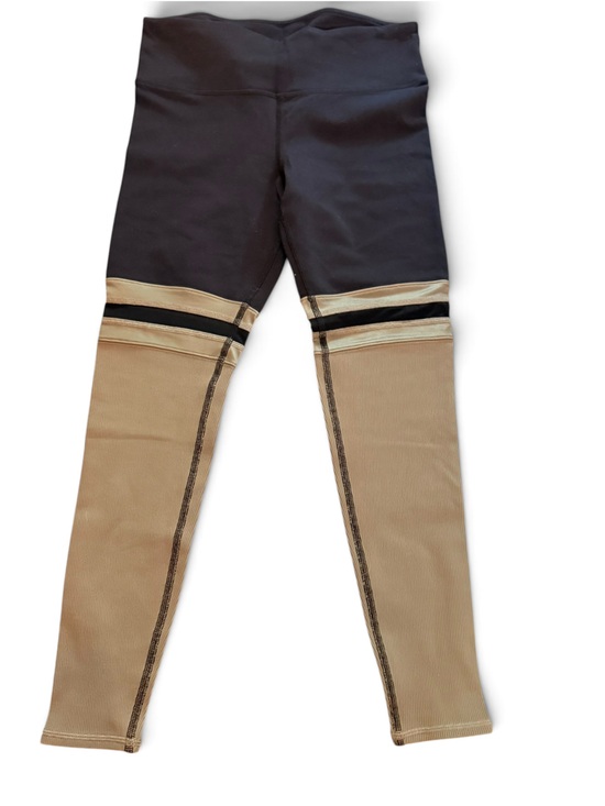 ALO Yoga Pants - Alo Leggings Two-Tone Black and Tan